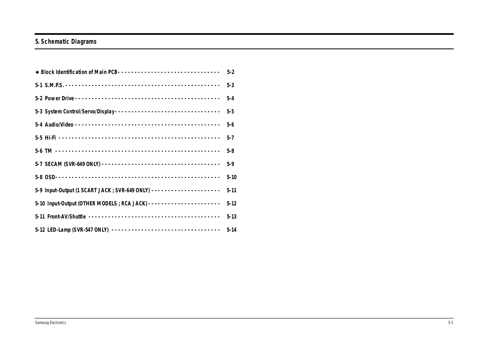 Samsung SVR-640, SVR-643, SVR-547, SVR-649, SVR-649-XEV Schematics Diagram