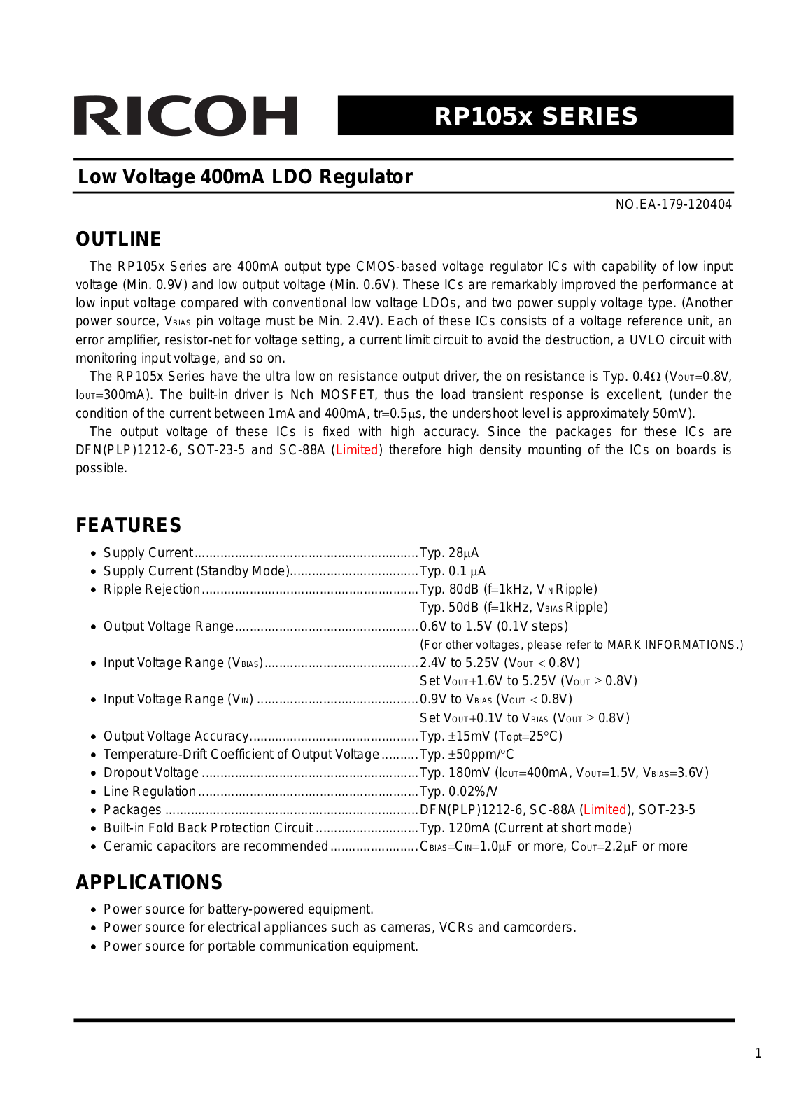 RICOH RP105x Technical data