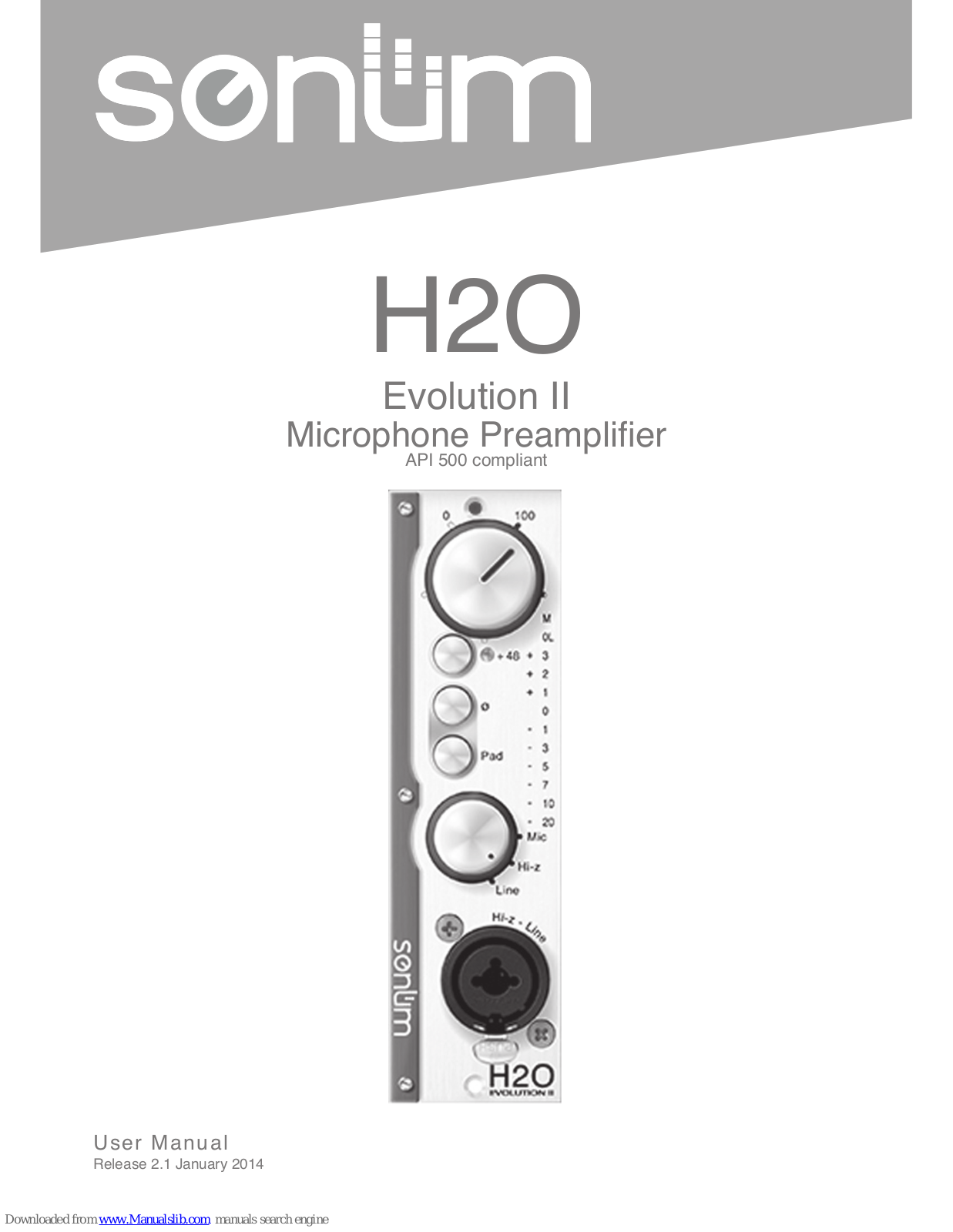sonum H2O Evolution II User Manual - ManualMachine.com