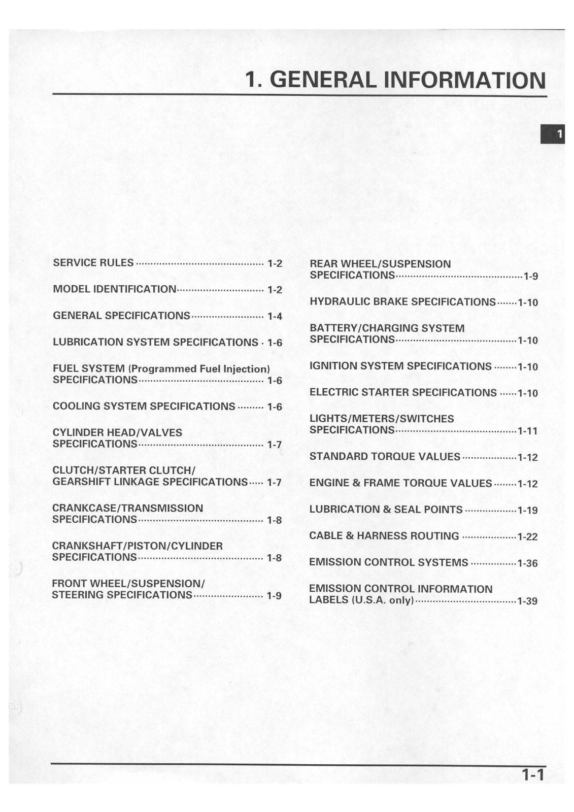 Honda CBR600RR '03 Service Manual Chapter 01 - General