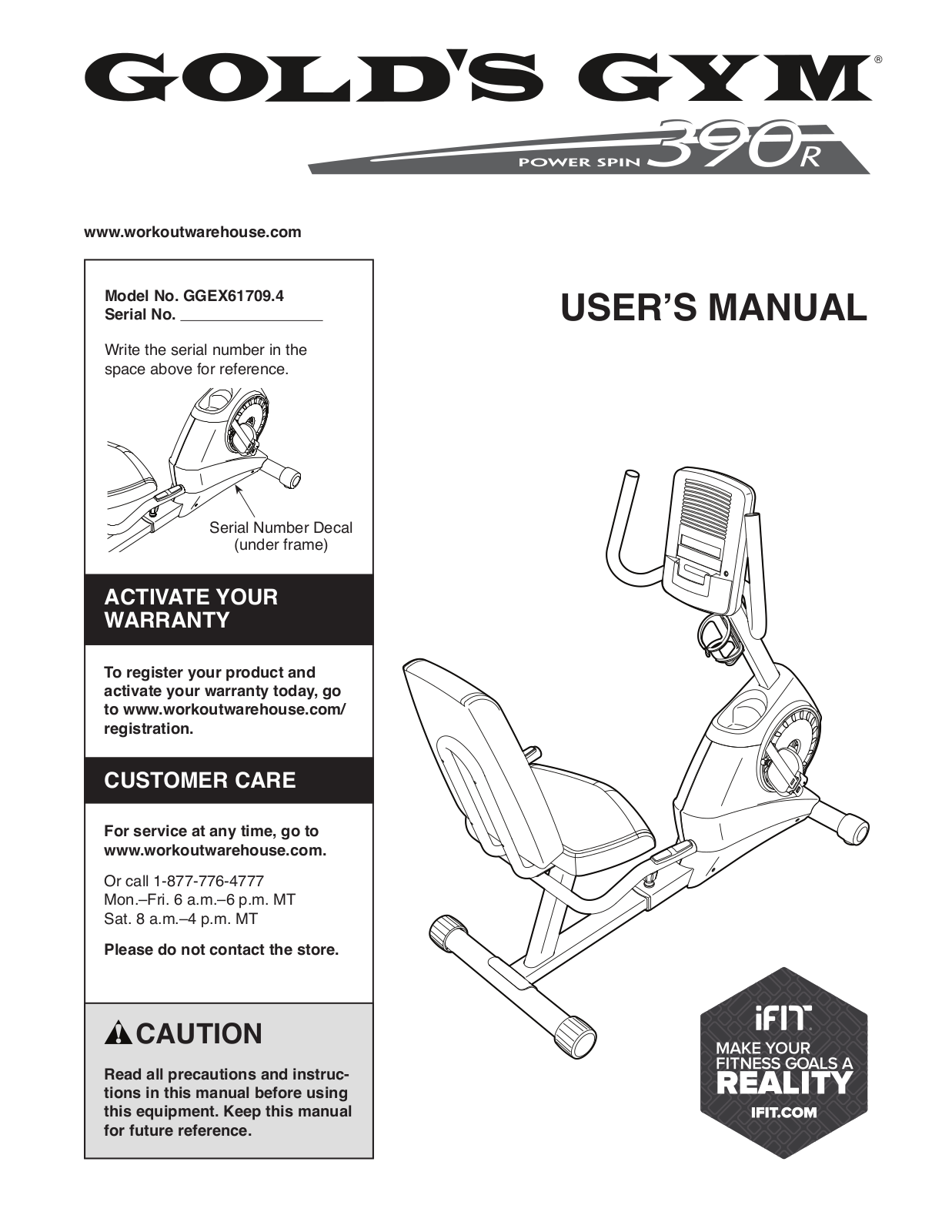 Gold's Gym GGEX617094 Owner's Manual