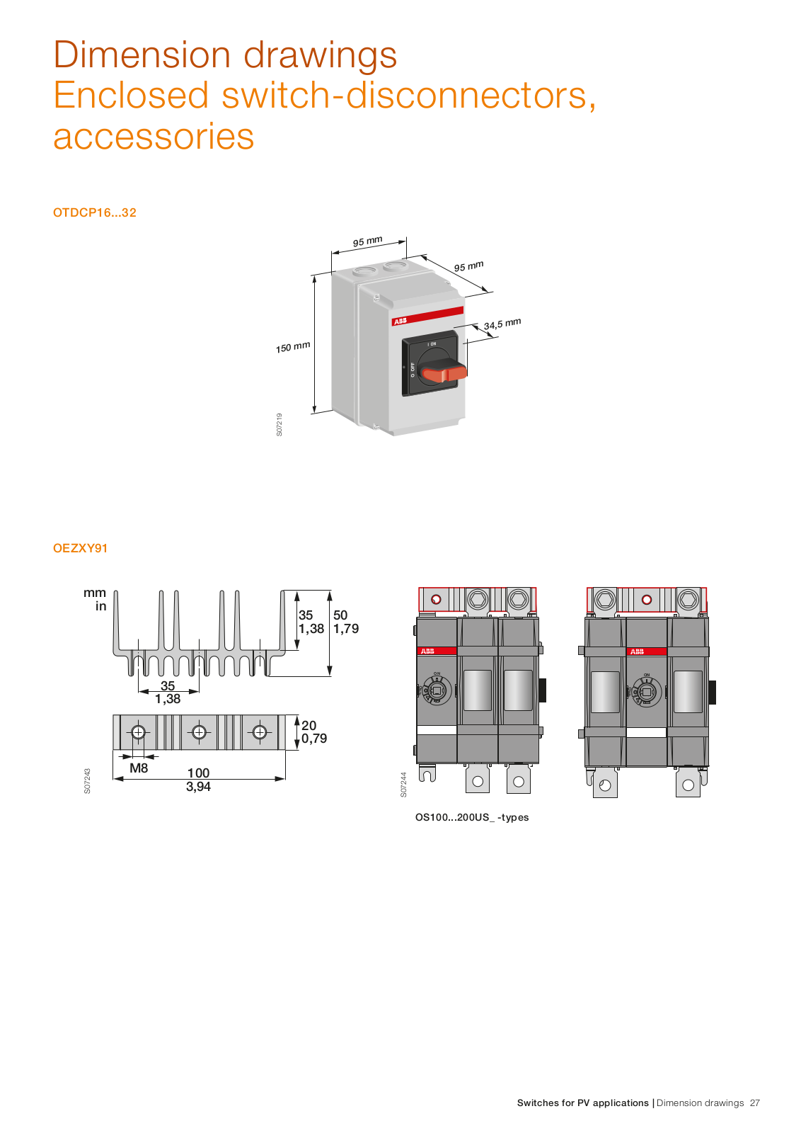 ABB Enclosed switch-disconnectors Dimensional Sheet