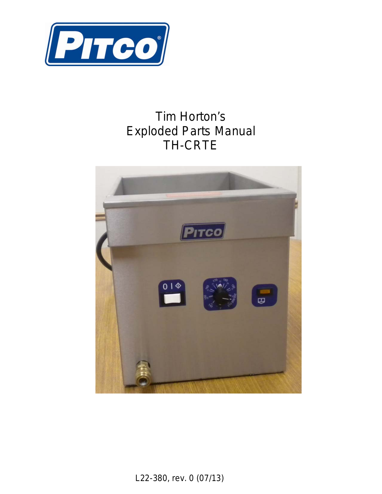 Pitco Frialator L22-380 User Manual