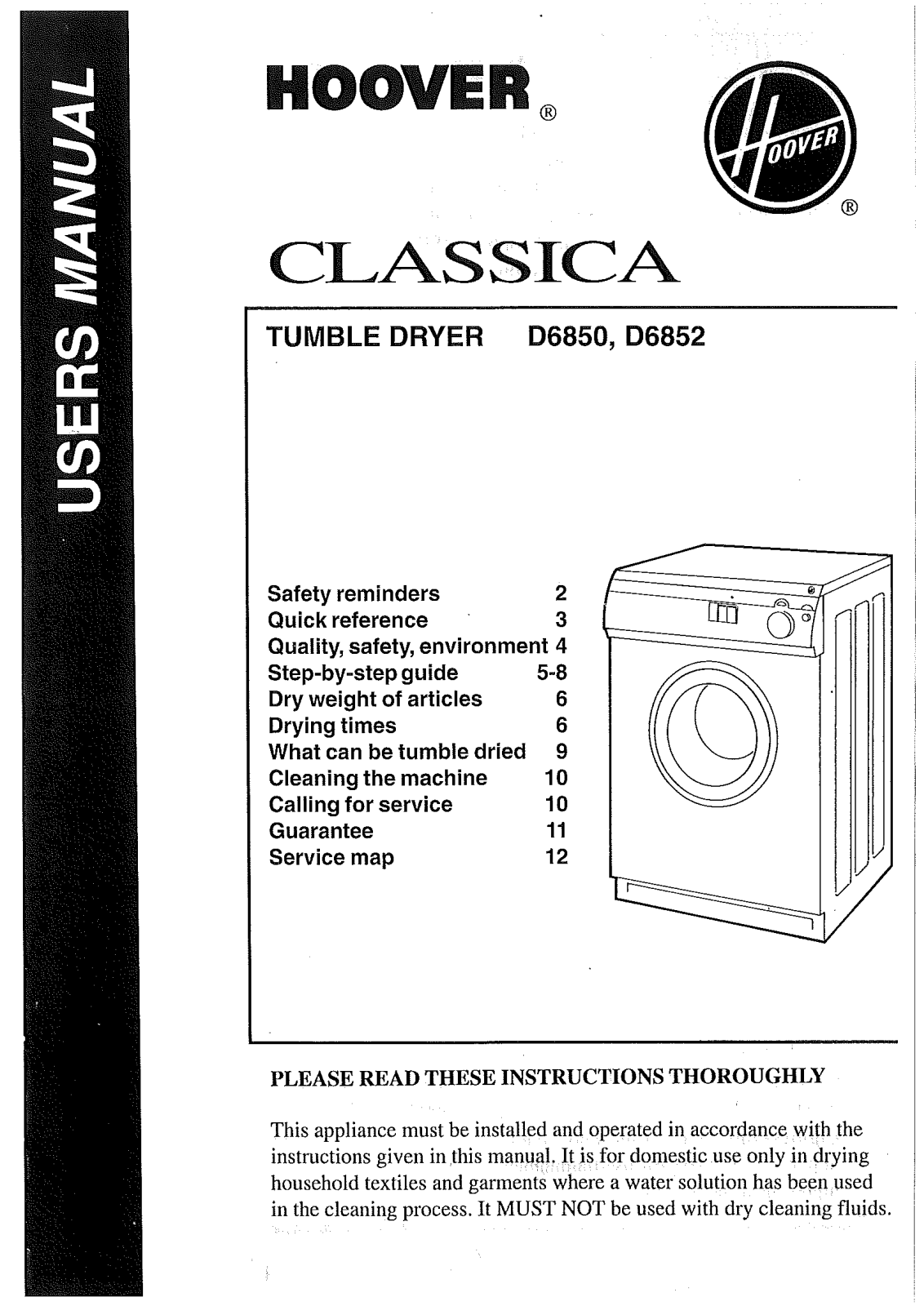 Hoover D6852, D6850 User Manual