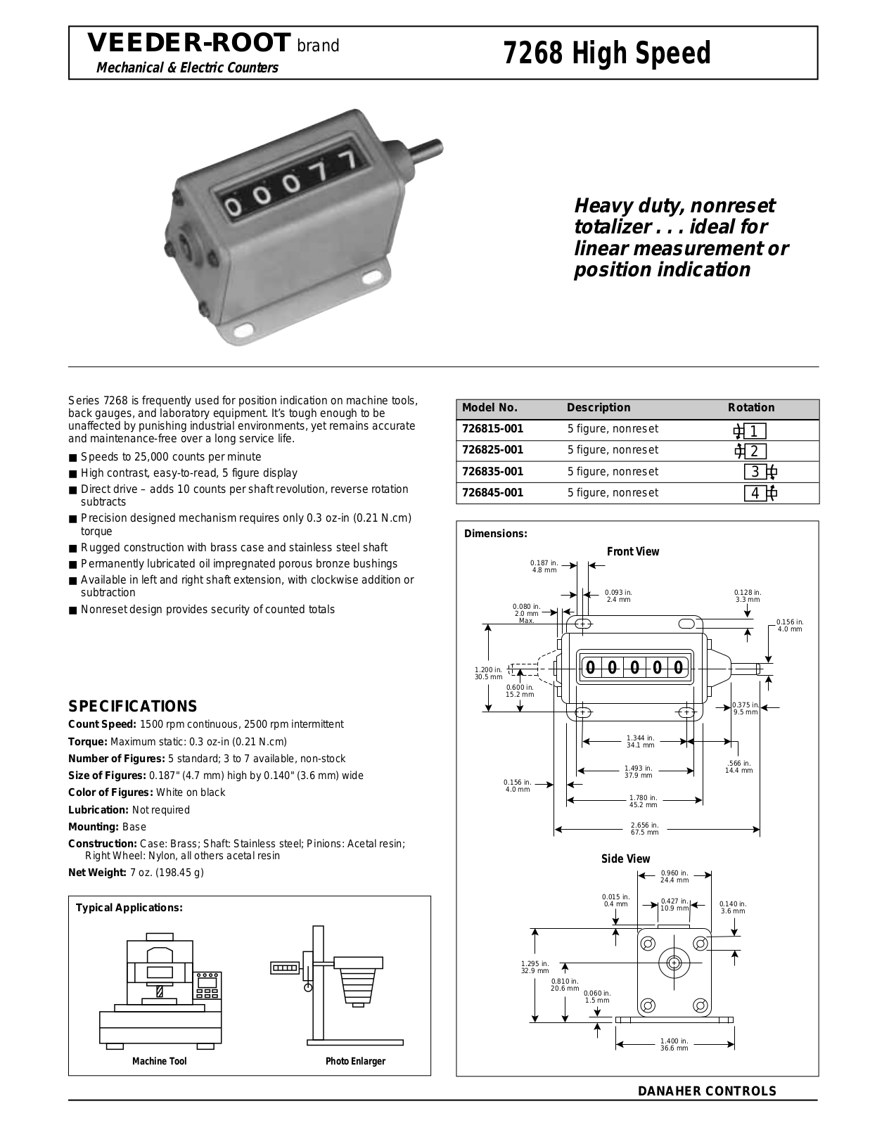 Veeder Root 7268 High Speed Catalog Page