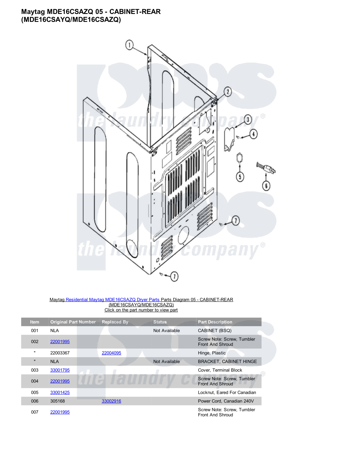 Maytag MDE16CSAZQ Parts Diagram