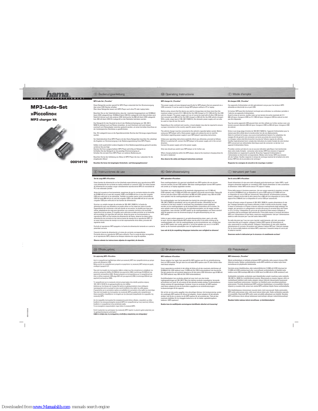 Hama 14110 Operating Instruction - ManualMachine.com