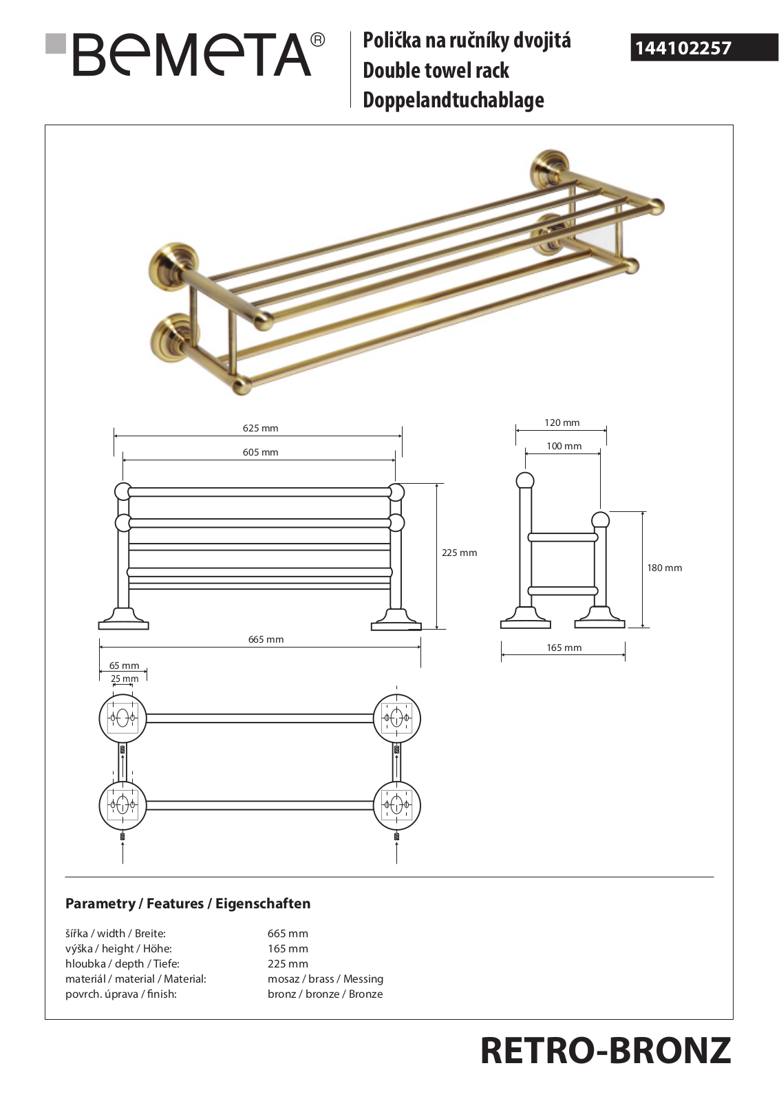 Bemeta RETRO - BRONZ 144102257 User guide