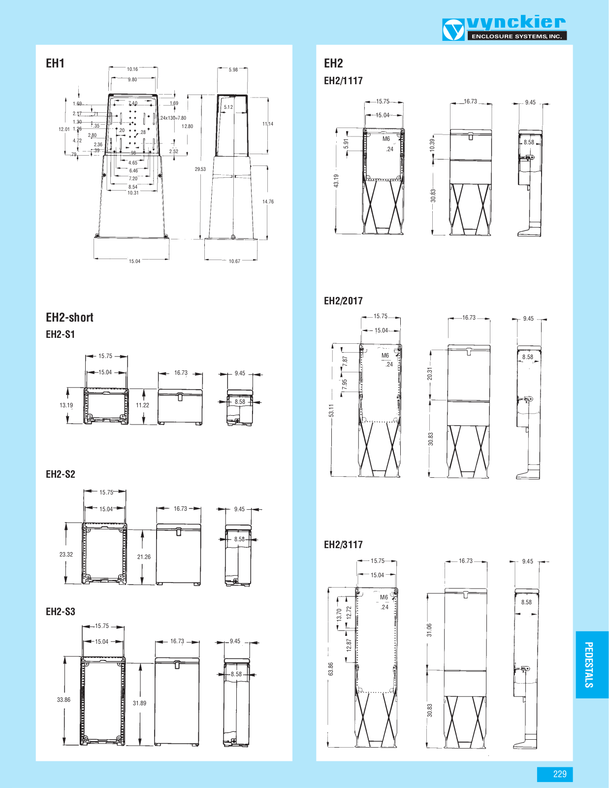 Vynckier Enclosure Systems EH1, EH2 Dimensional Sheet