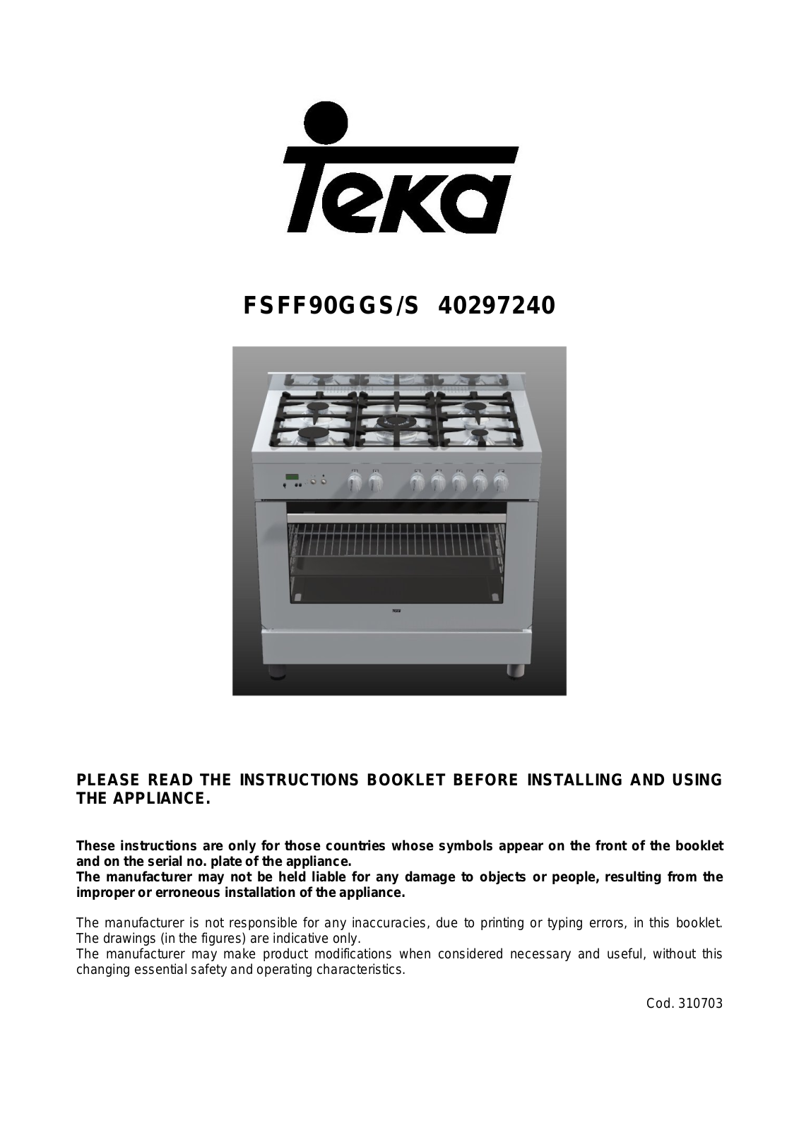 Teka FSFF90GGS-S 40297240 User Manual