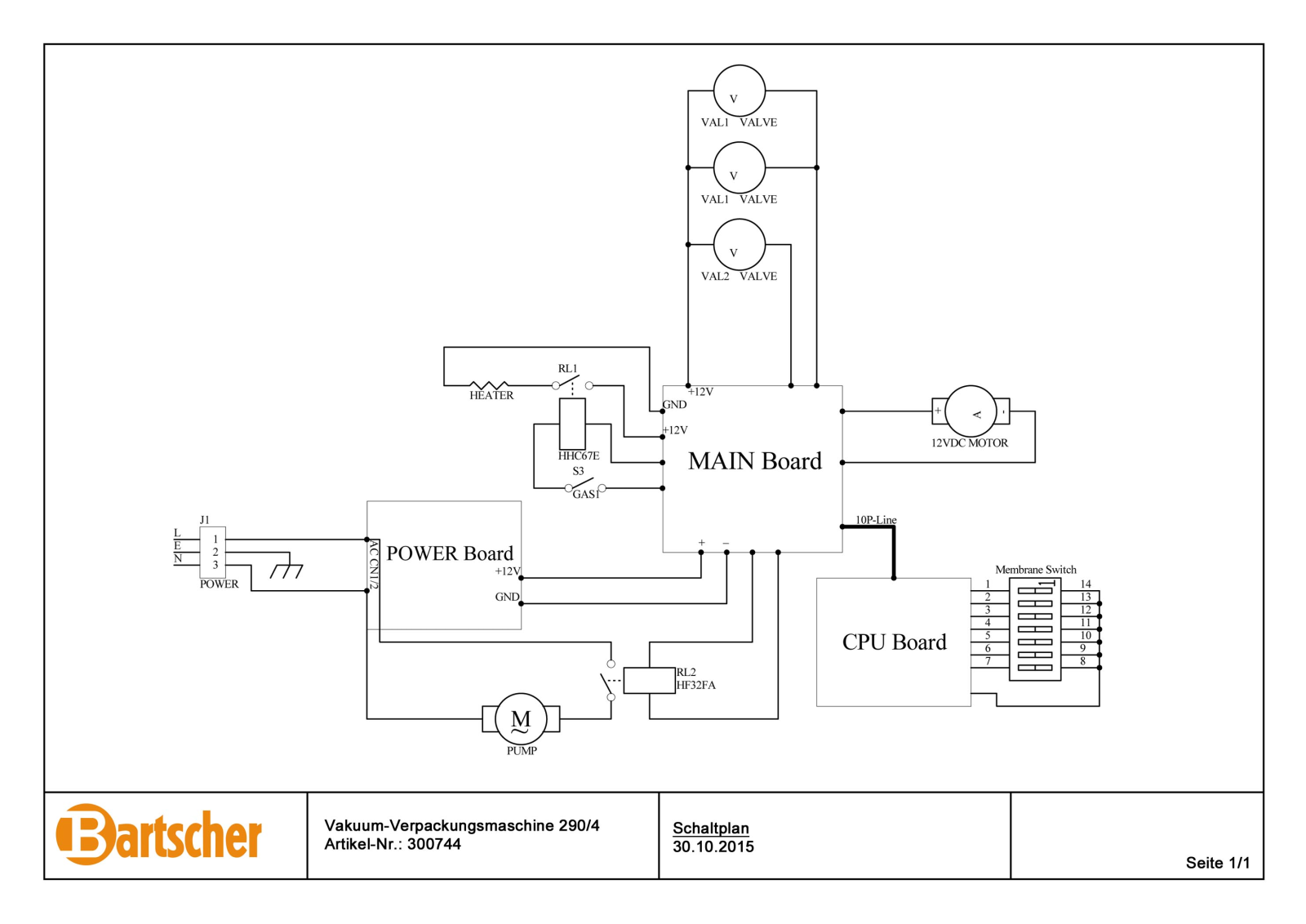 Bartscher 290/4, 300744 Electrical schematic