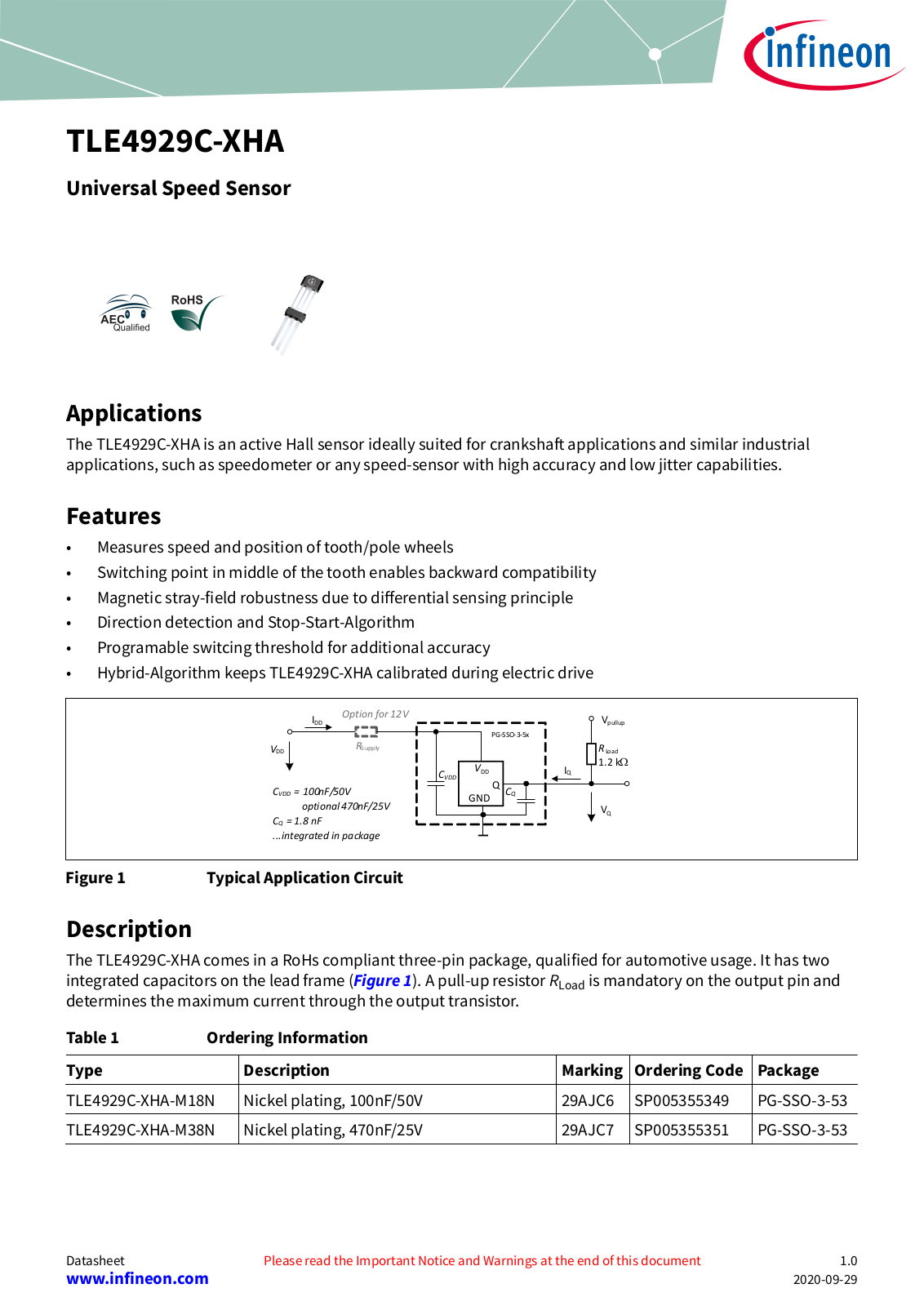 Infineon TLE4929C-XHA Datasheet