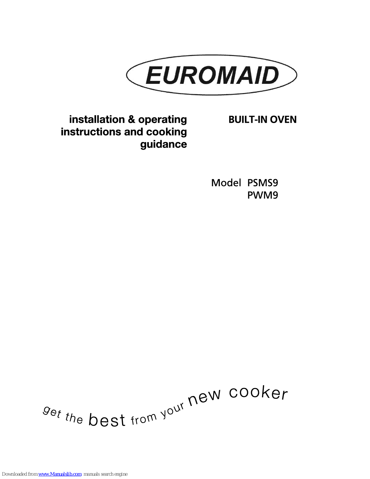 Euromaid PSMS9, PWM9 Owner's Manual