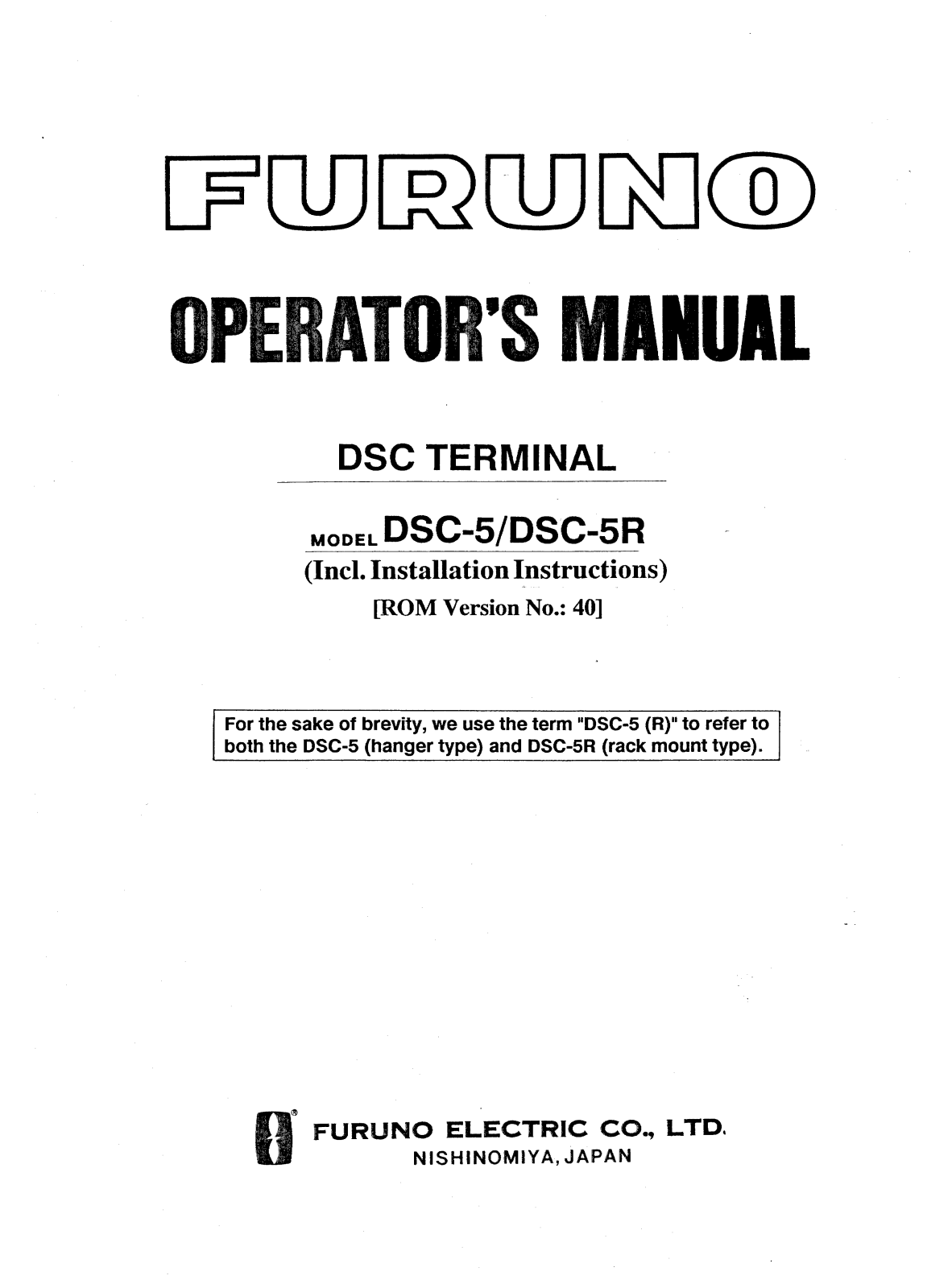 Furuno DSC-5R, DSC-5 User Manual