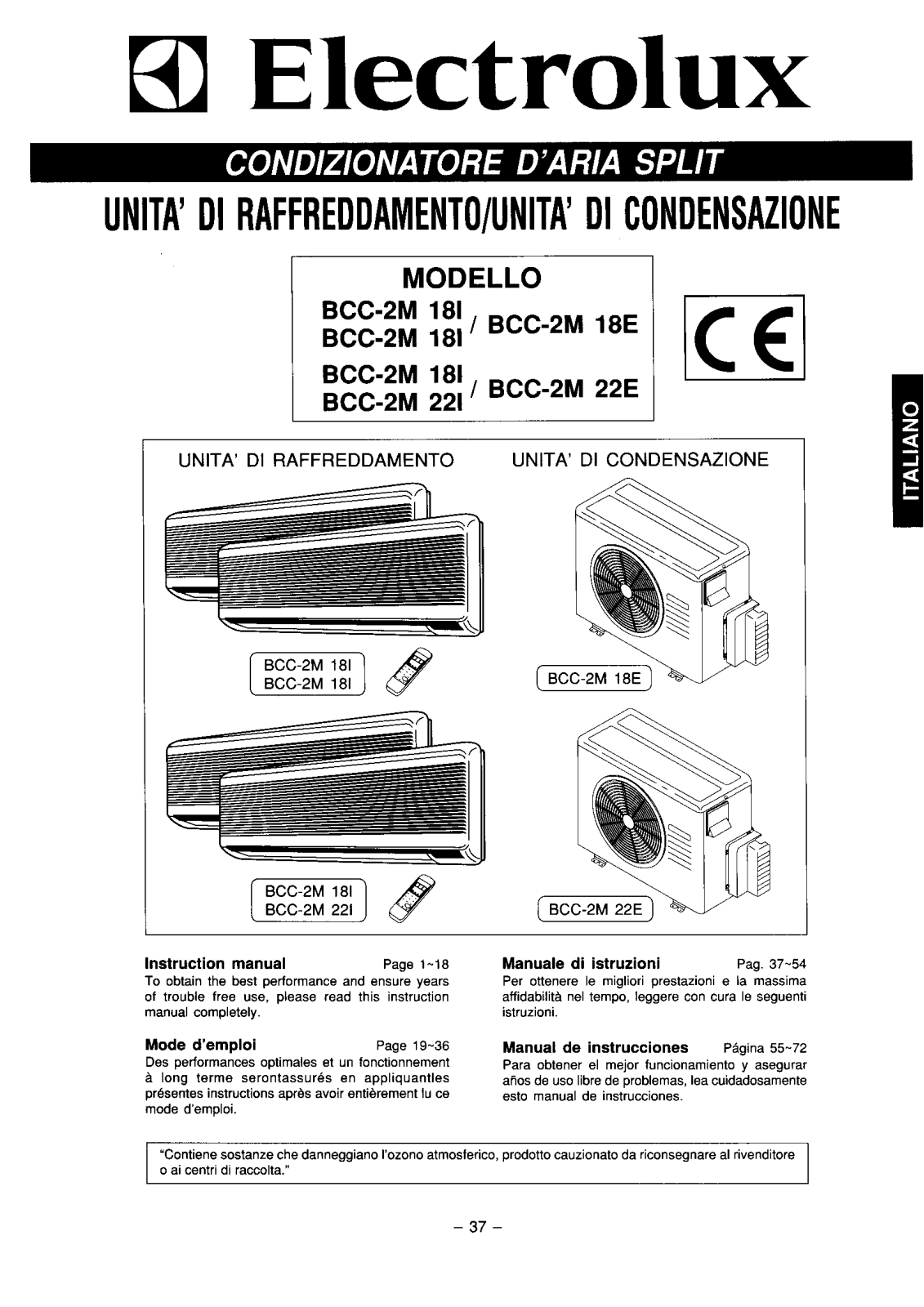 AEG BCC2M18I, BCC2M22E, BCC2M22I, BCC2M18E User Manual