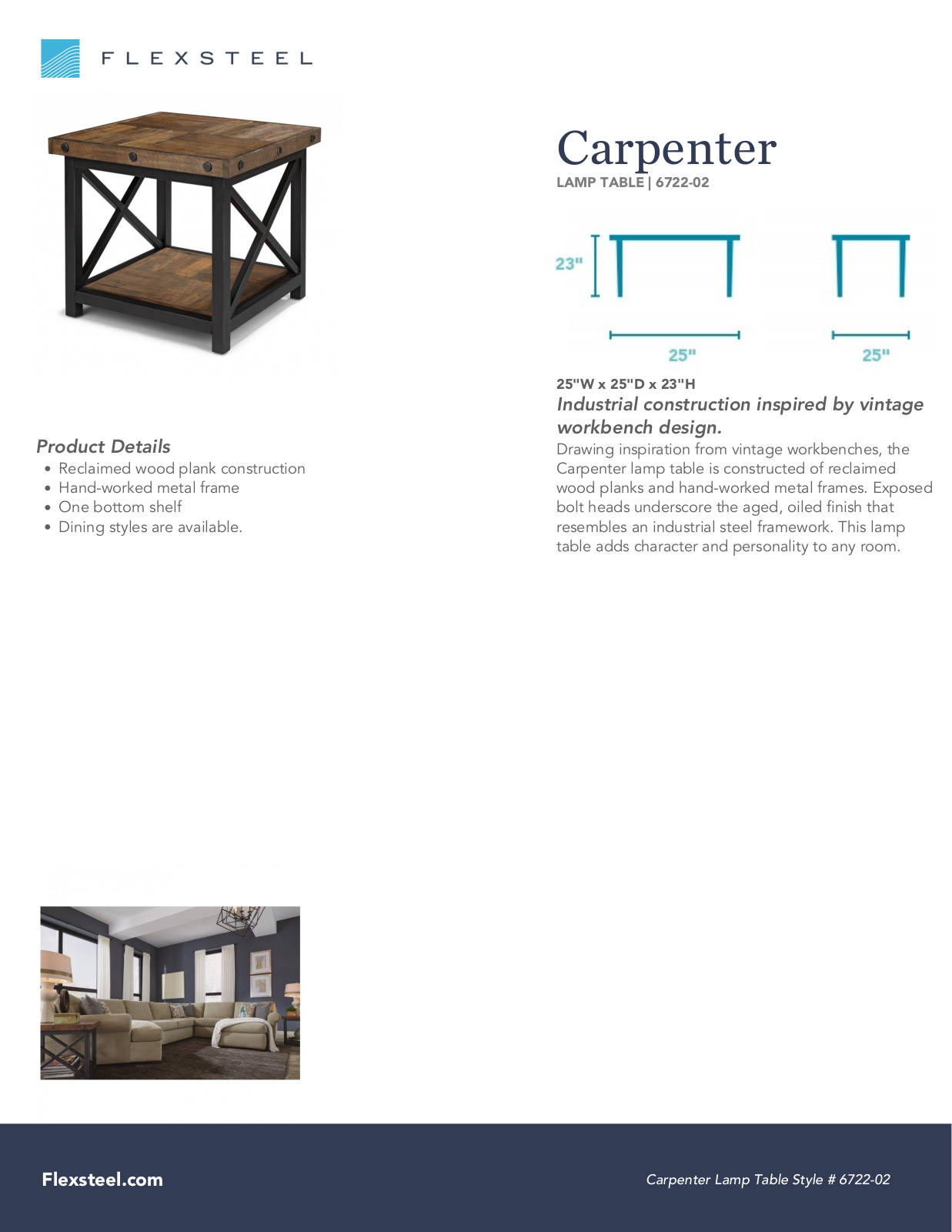 Flexsteel 6722-02 Specification Sheet