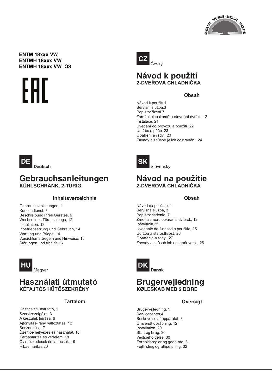 HOTPOINT/ARISTON ENTM 18210 VW 1 User Manual