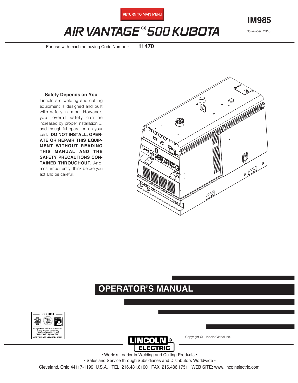 Lincoln IM985 User Manual