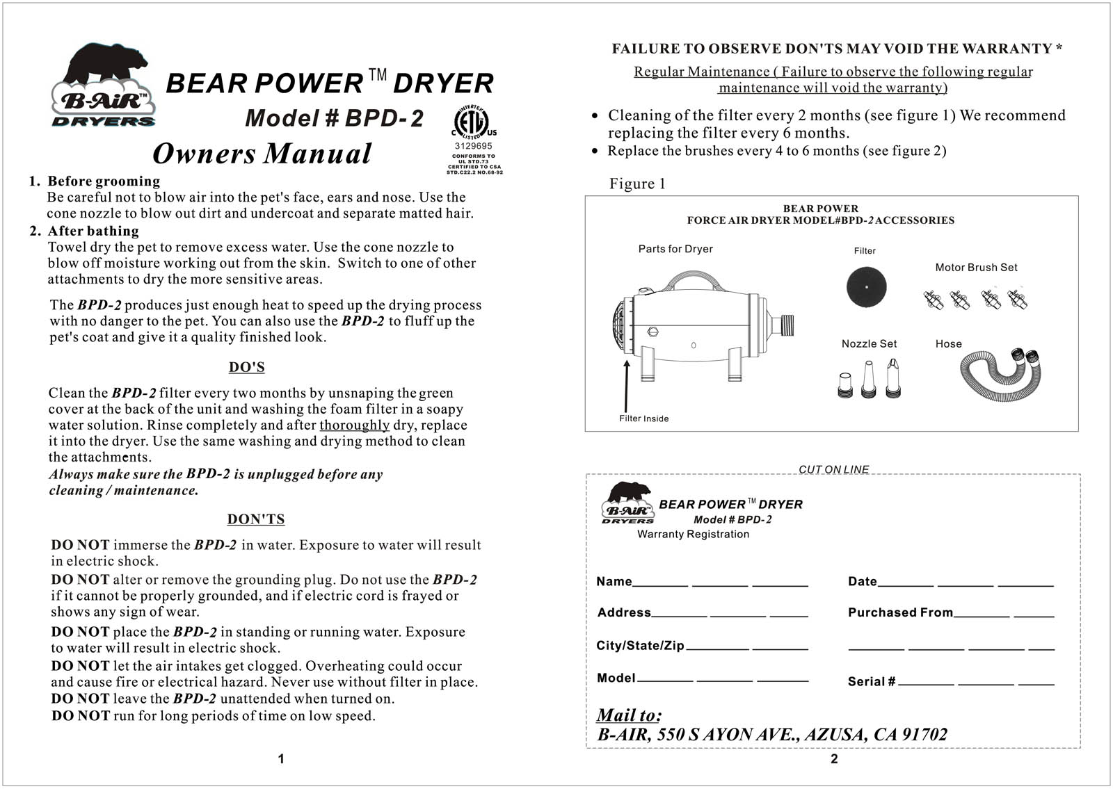 B-air BPD-2 User Manual