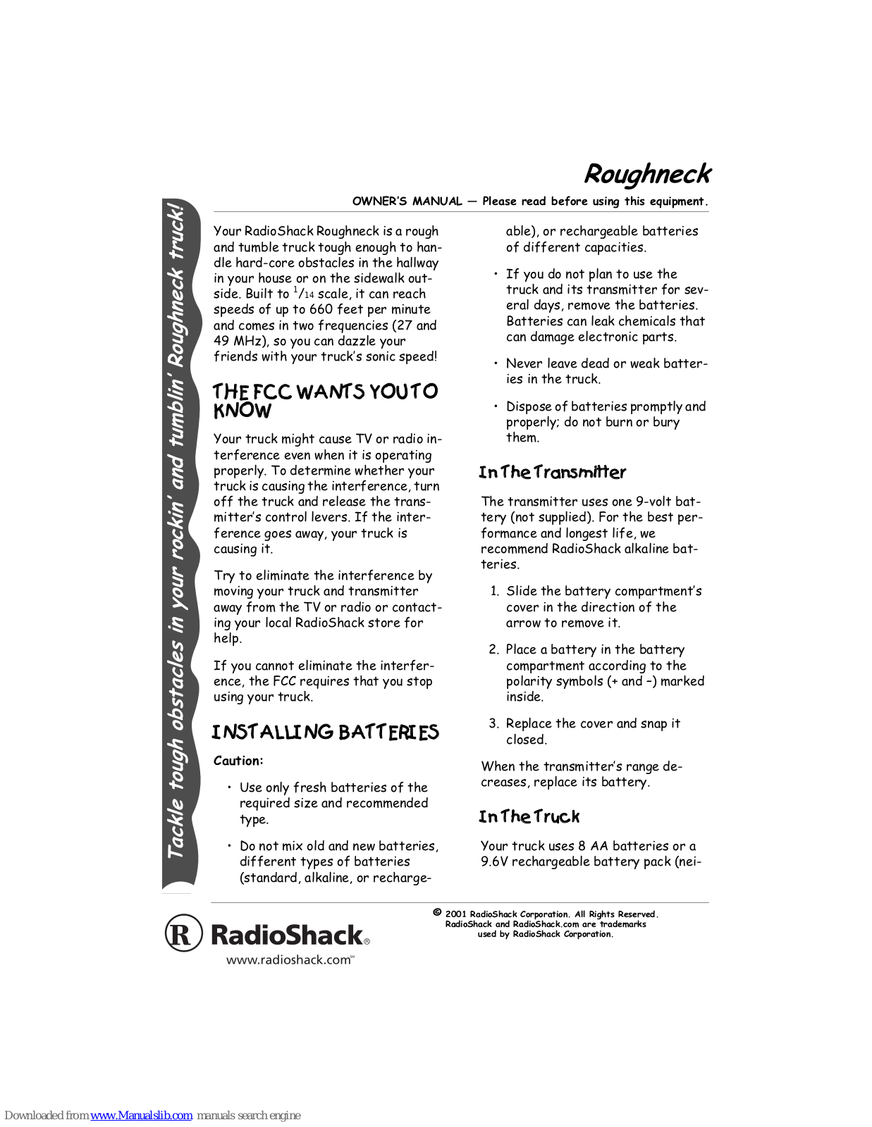 Radio Shack Roughneck Owner's Manual