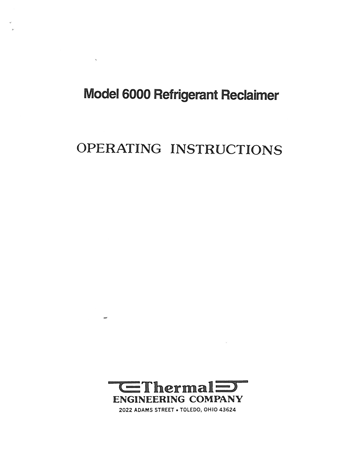 Thermal Engineering 6080 Installation  Manual