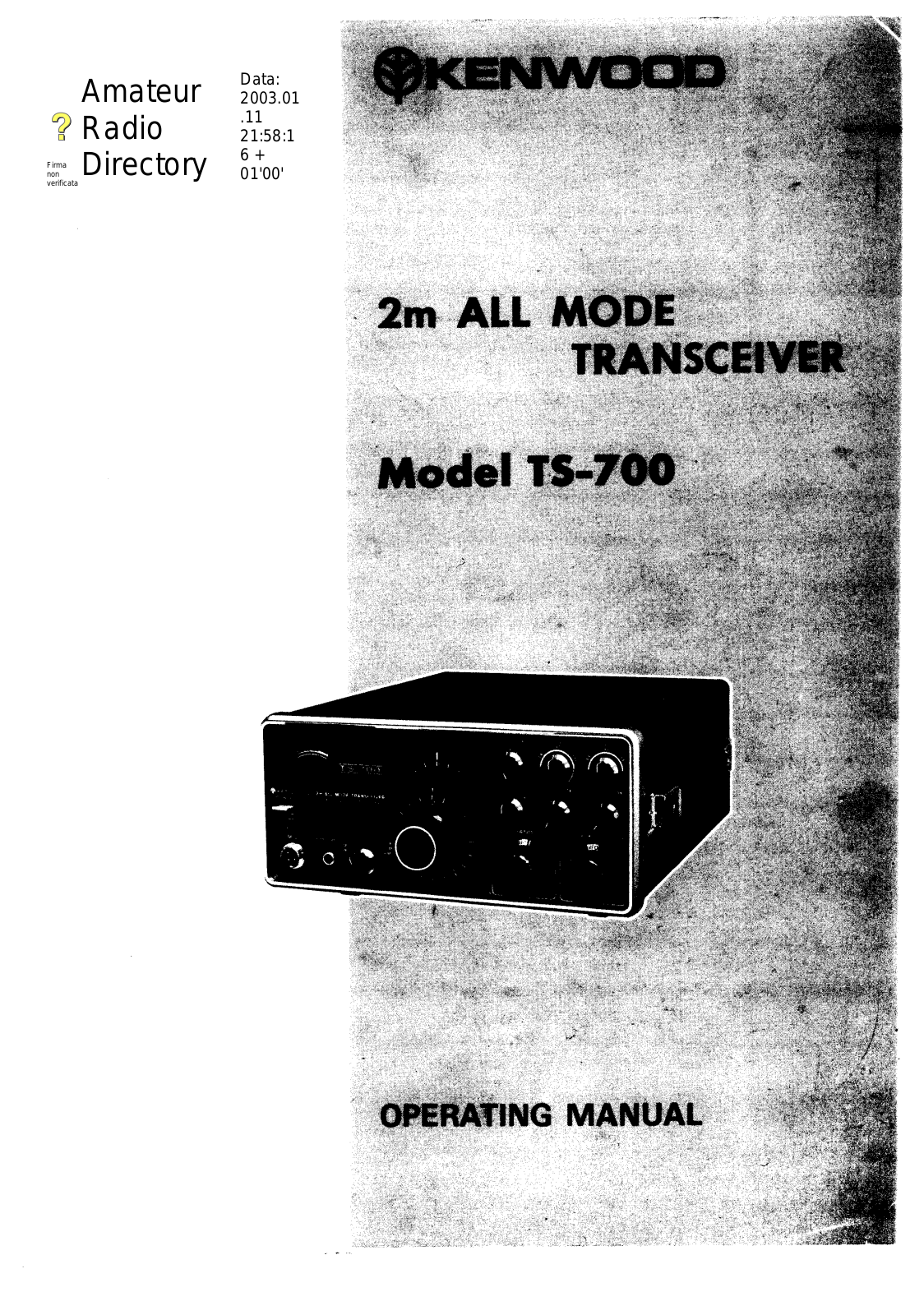 Kenwood TS-700 Service manual