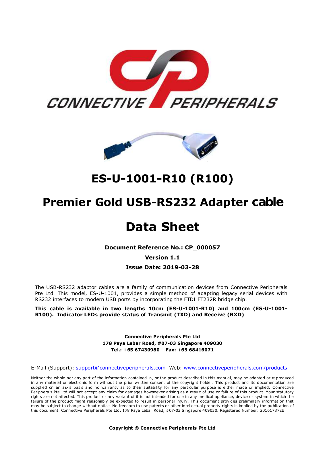 Connective Peripherals ES-U-1001-R10, ES-U-1001-R100 Datasheet - ManualMachine.com
