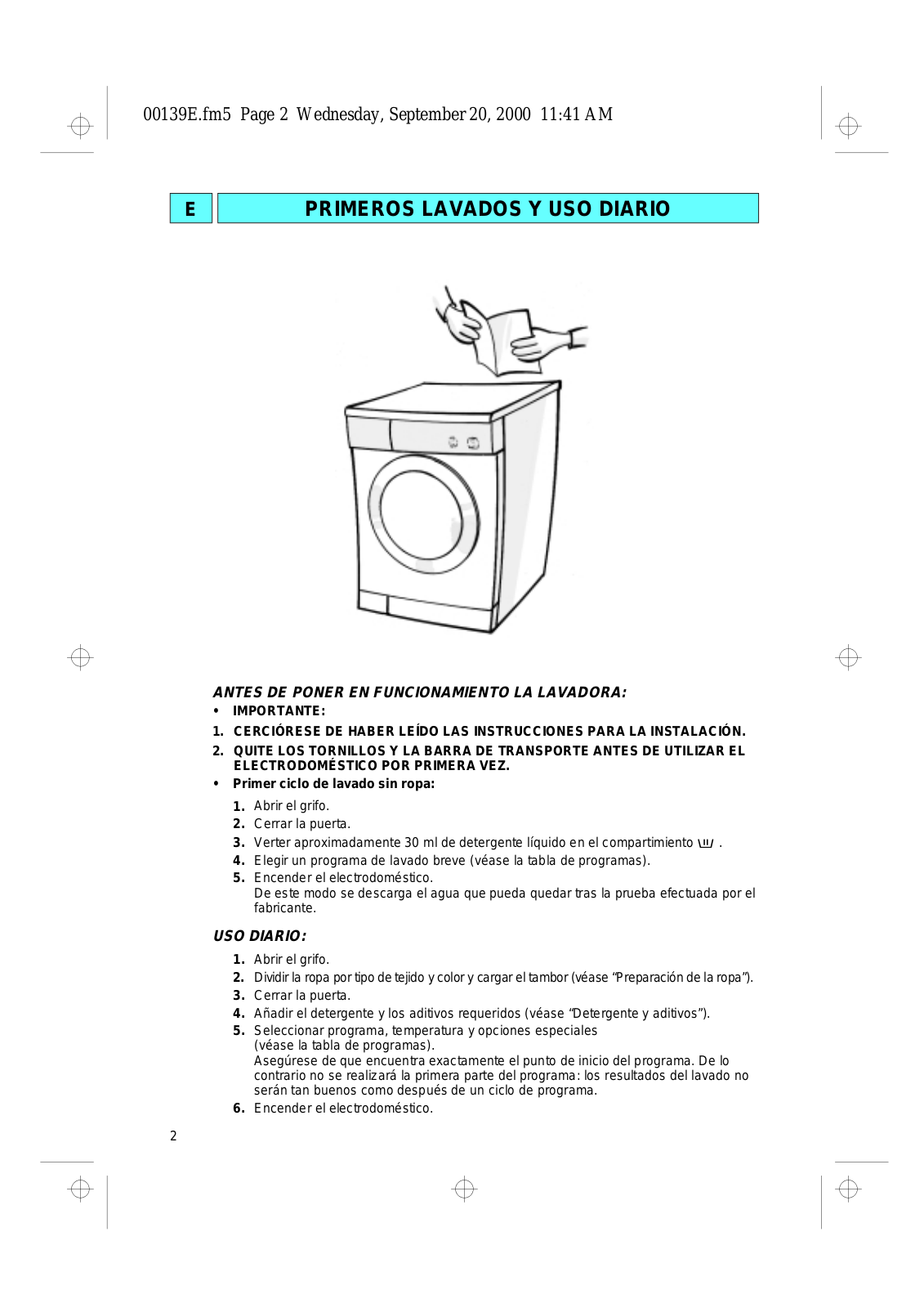 Whirlpool AWM 747, PG 61, PF 70 INSTRUCTION FOR USE