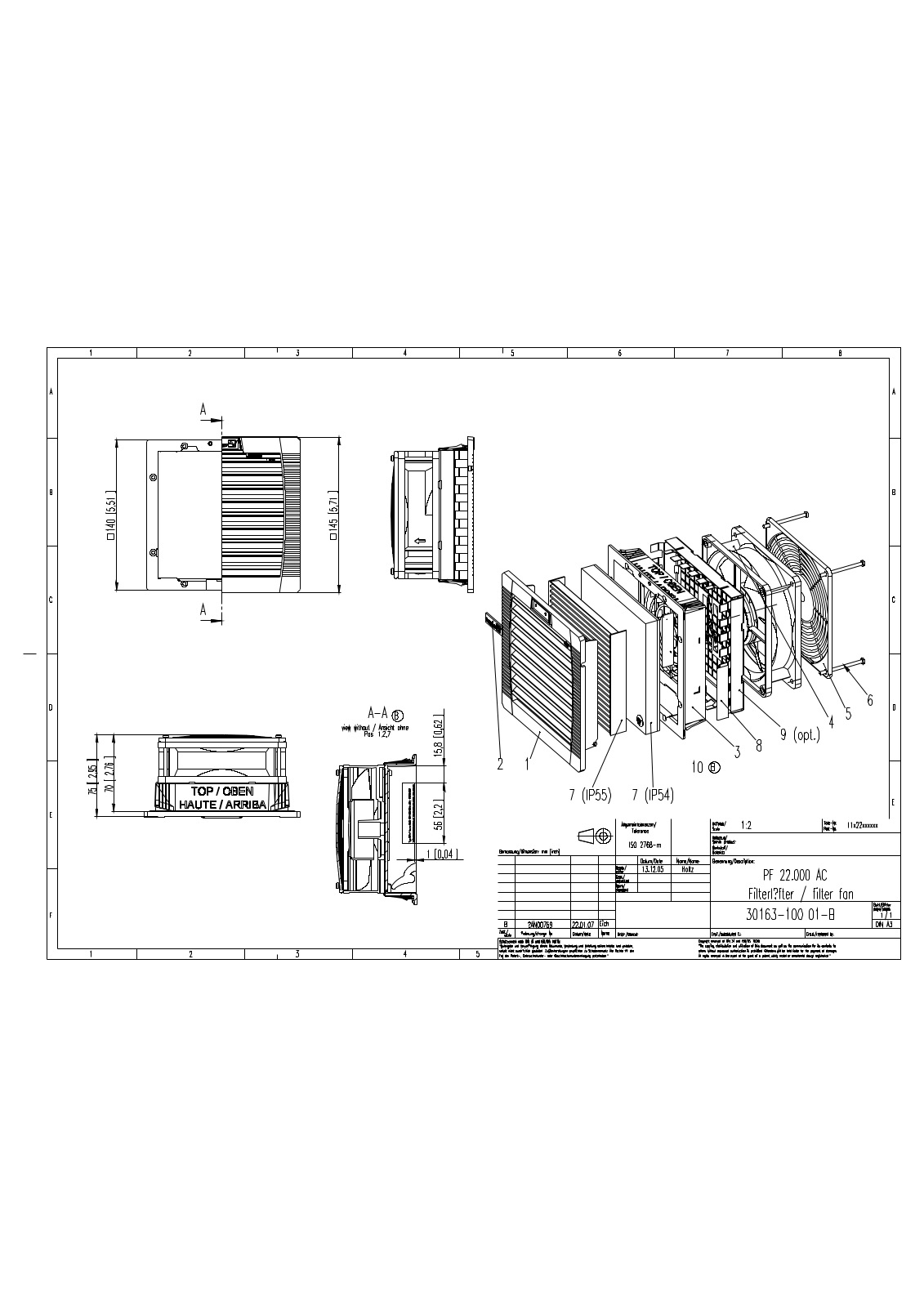 Hammond Manufacturing PF22000T12LG technical drawings