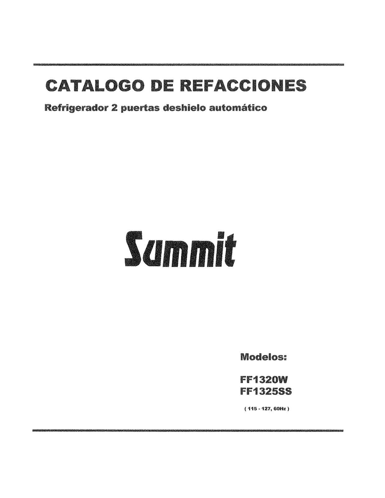 Summit FF1320W, FF1325SS Wiring Diagram