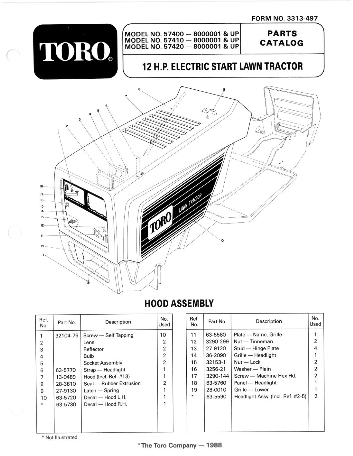 Toro 57400, 57410, 57420 Parts Catalogue