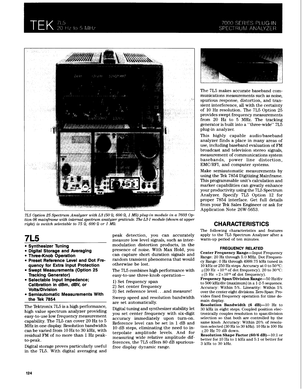 Tektronix 7L5 Datasheet