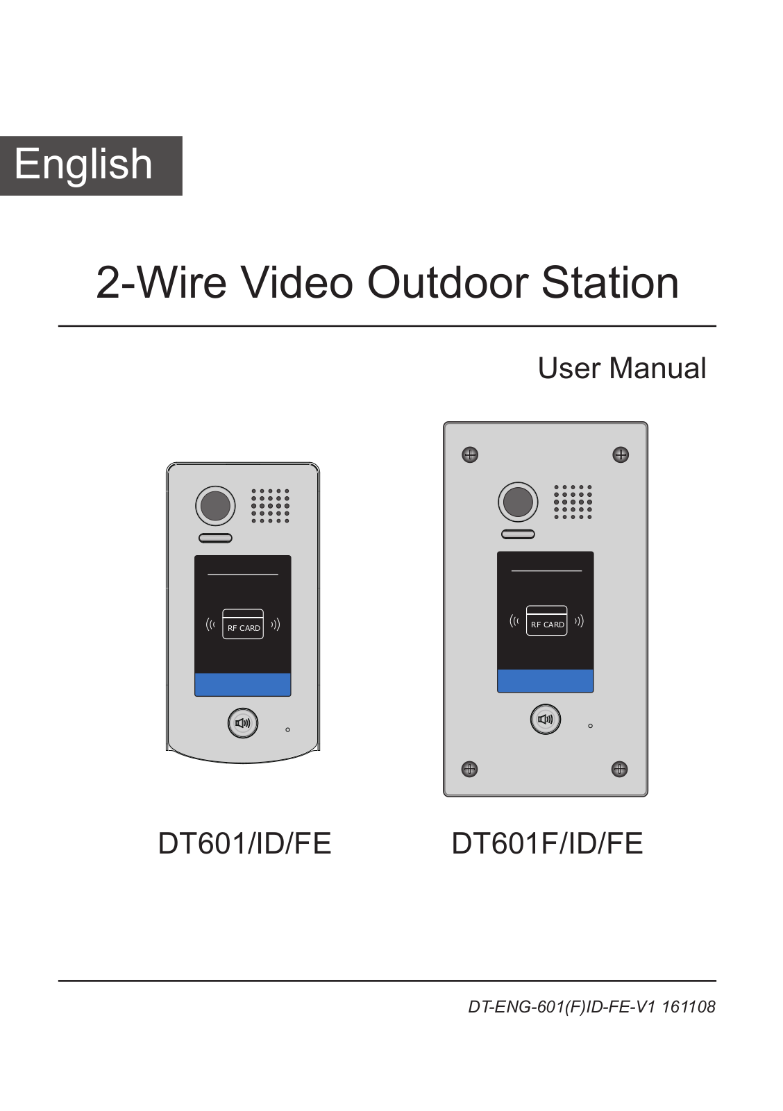 NY Wholesale Intercom DT601-ID, DT601F-ID-FE, DT601F-ID User Manual