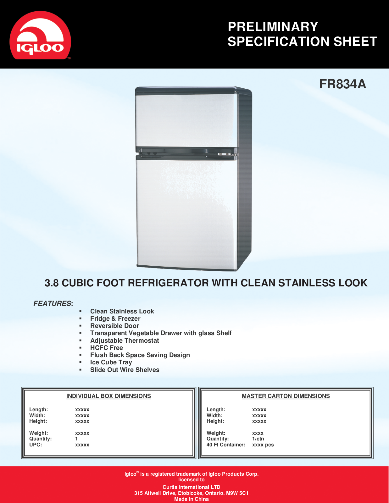 Curtis FR834A User Manual