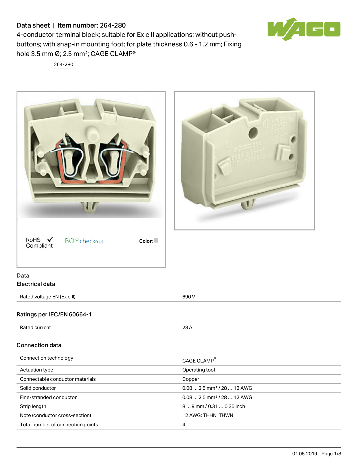 Wago 264-280 Data Sheet