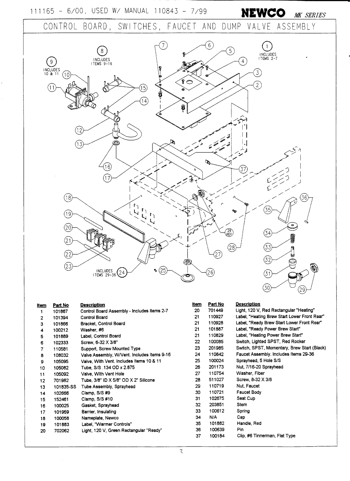 Newco MK Parts List