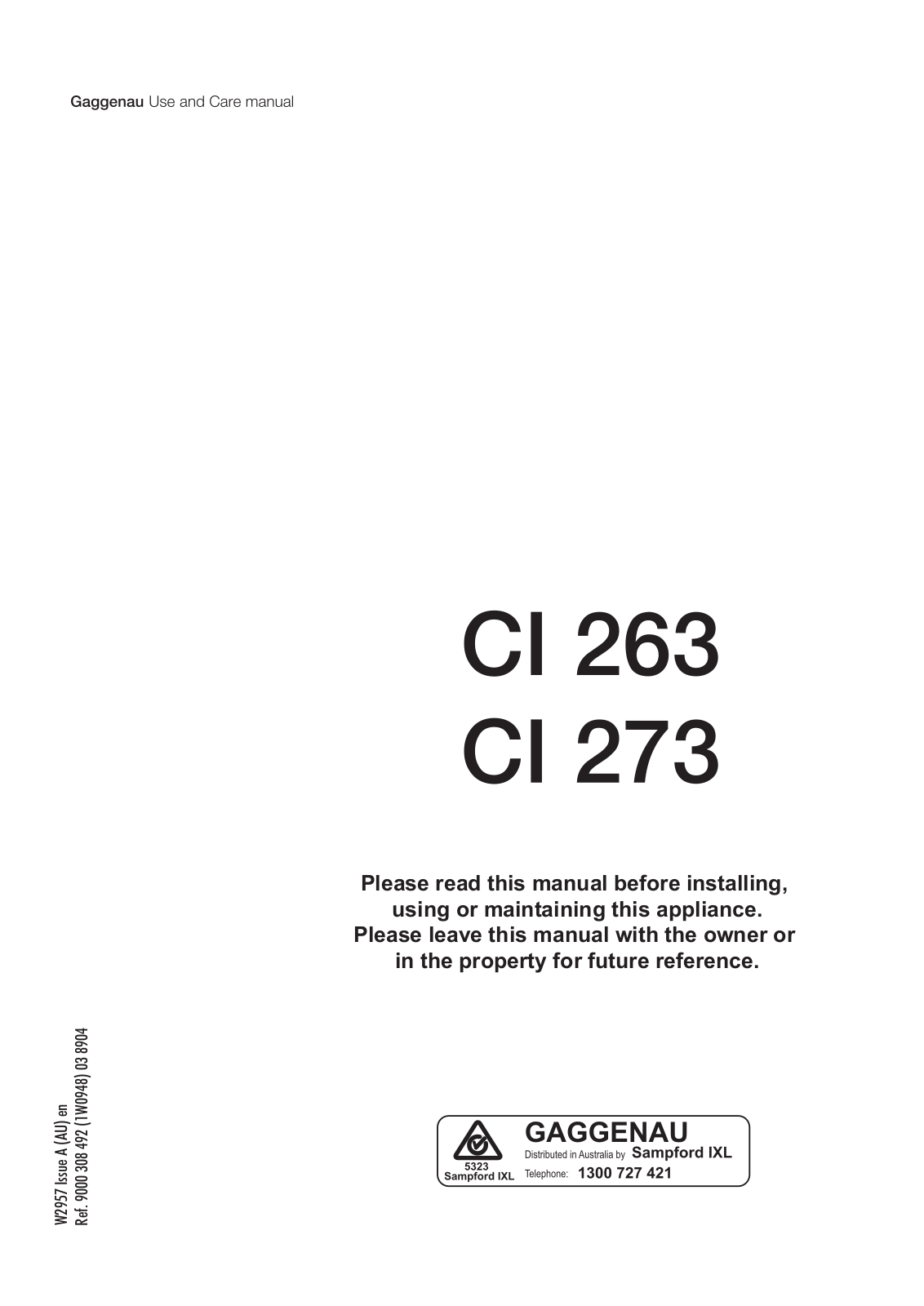 Gaggenau CI 263, CI 273 User Manual