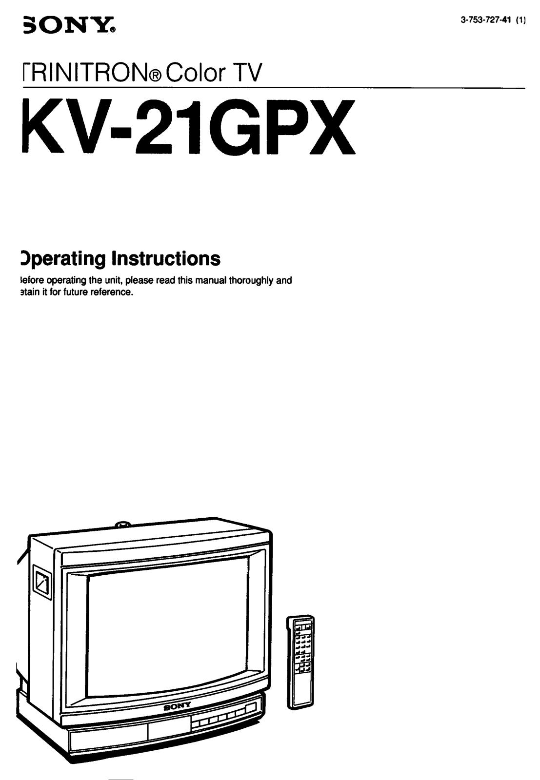 Sony KV-21GPX Operating Manual