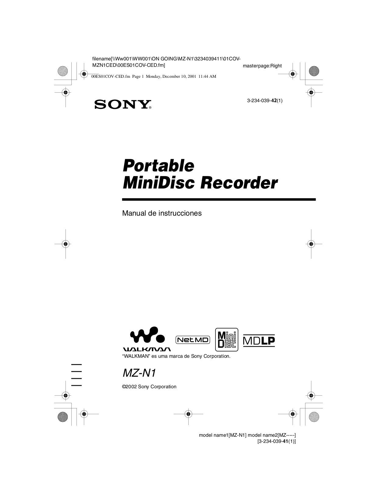 Sony Ericsson MZ N1 Instruction Manual