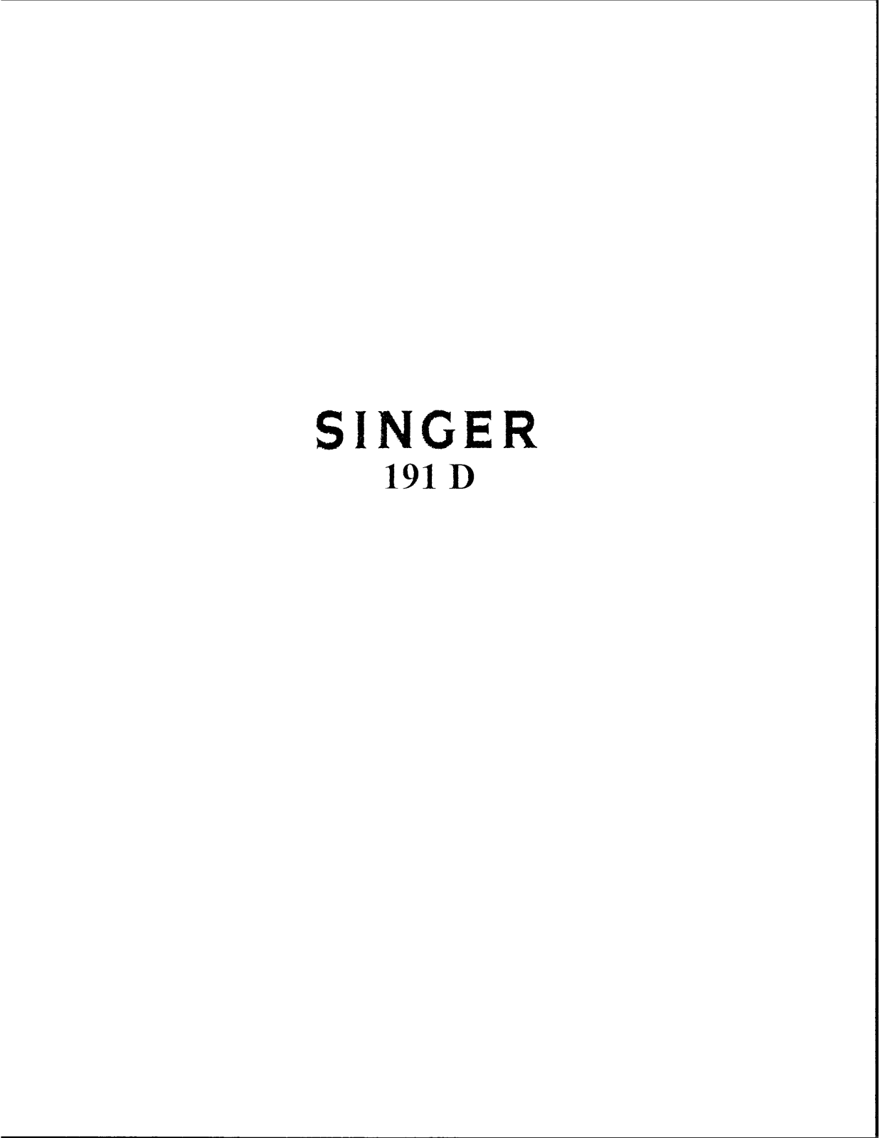 Singer 191D Service Manual