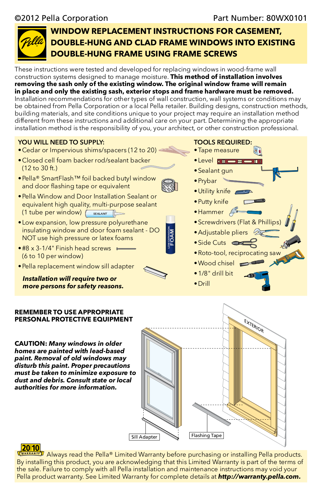 Pella 80WX0101 User Manual