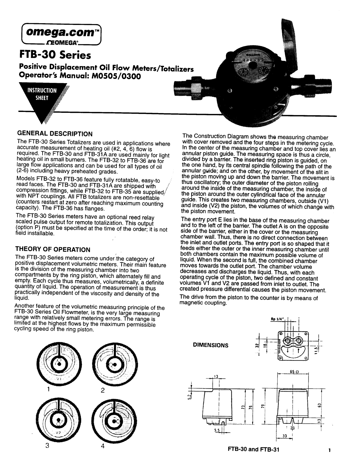 Omega Products FTB-30 Installation  Manual