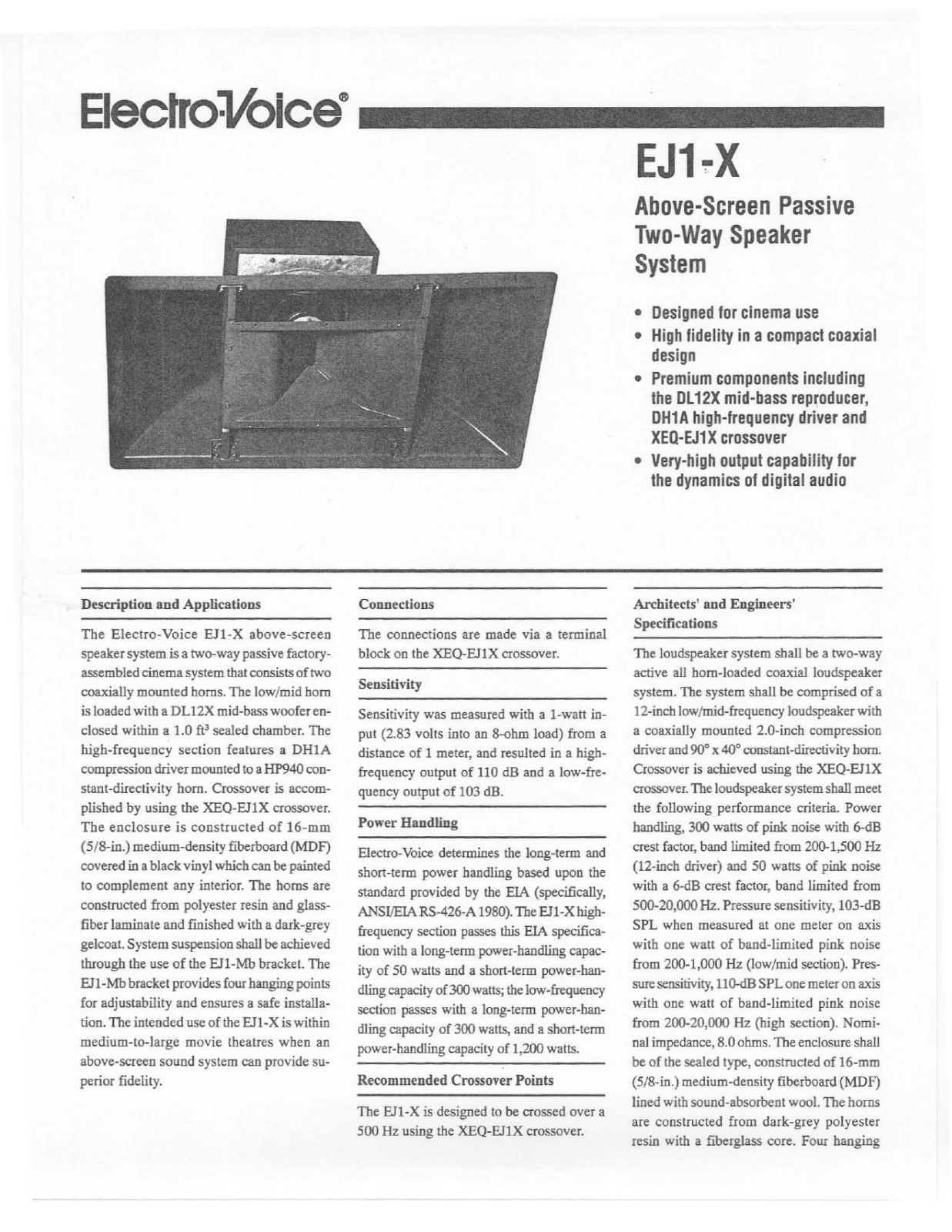 Electro-Voice EJ1-X User Manual