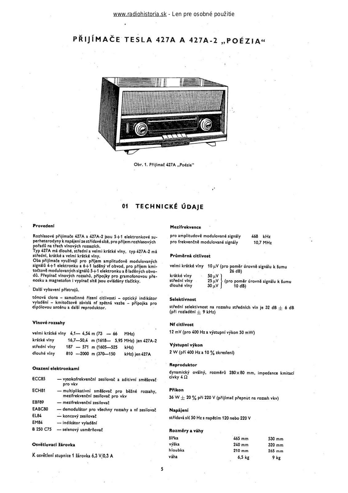 Tesla 427A Poezia User Manual