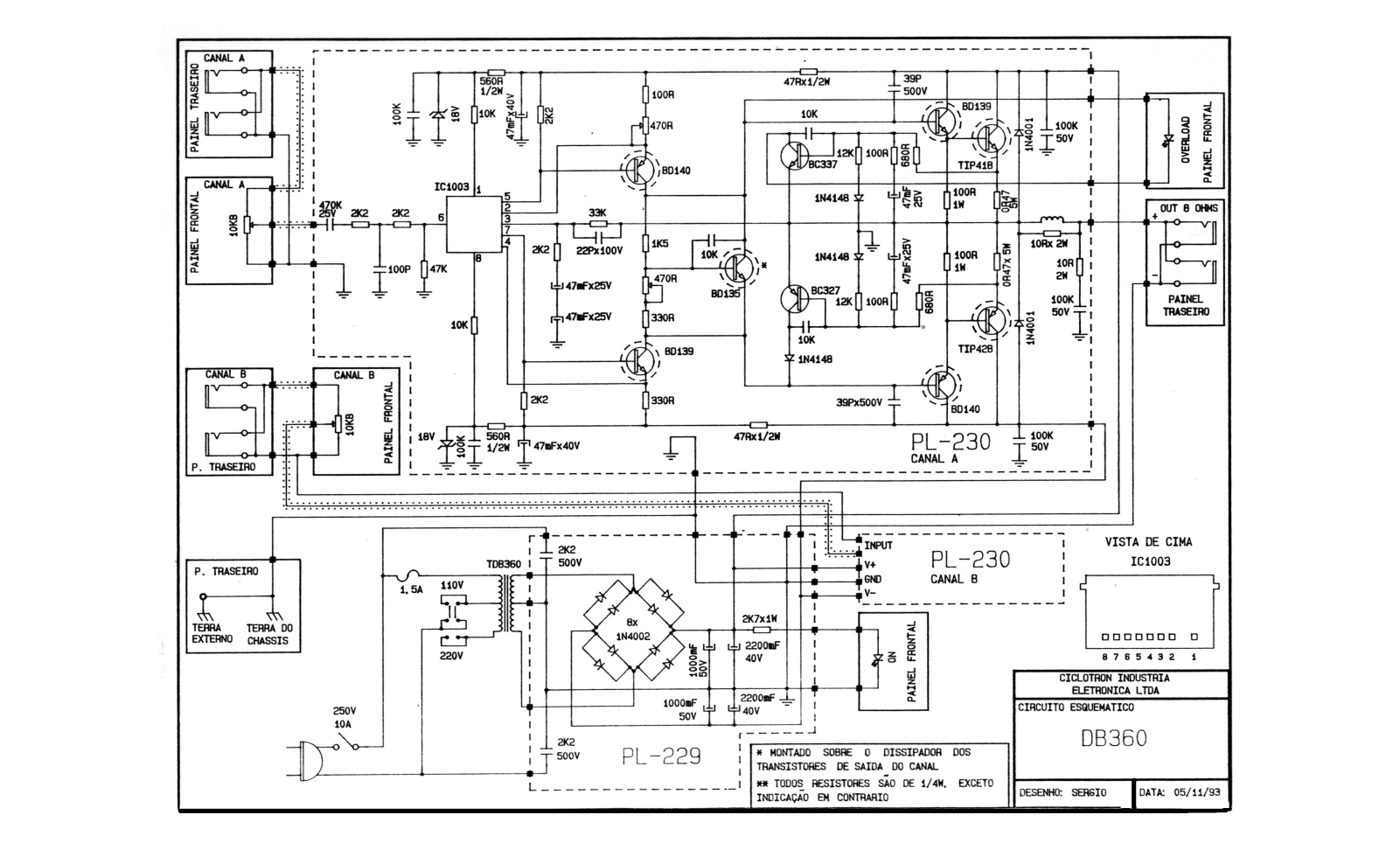 CICLOTRON DB360 Schematic