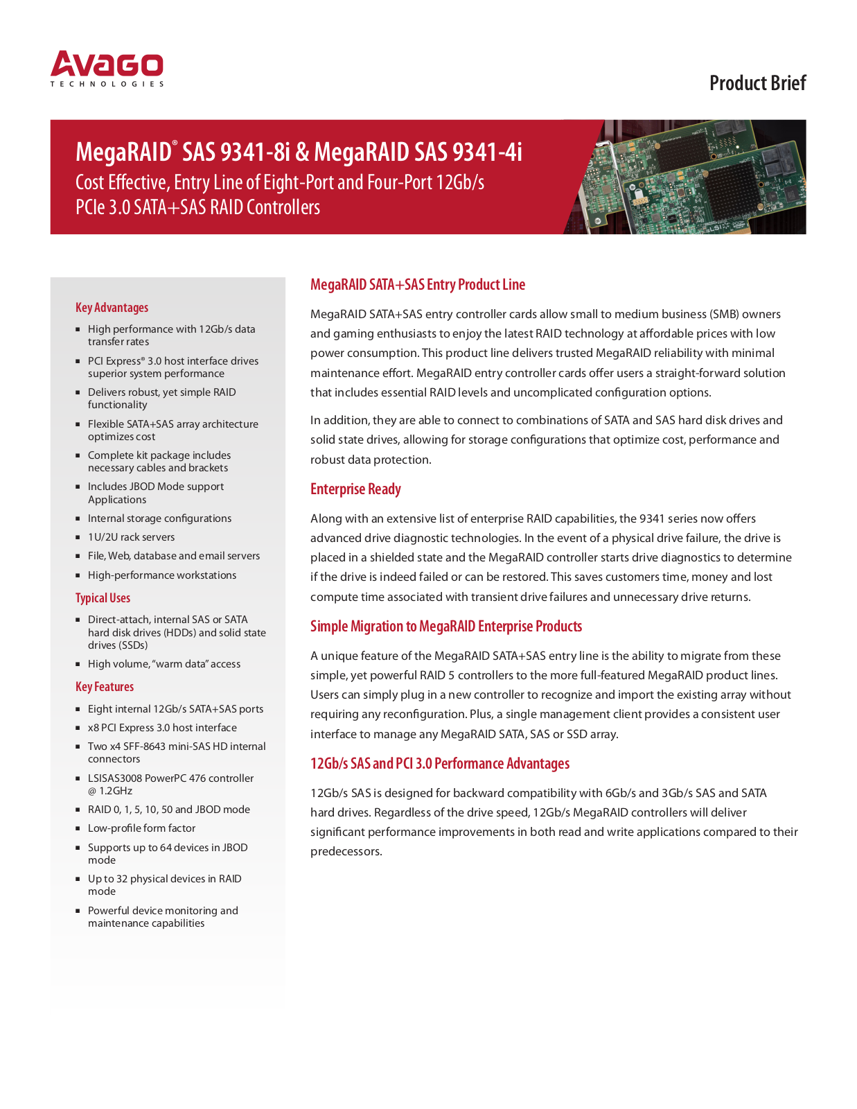 Avago MegaRAID SAS 9341-4i User Manual