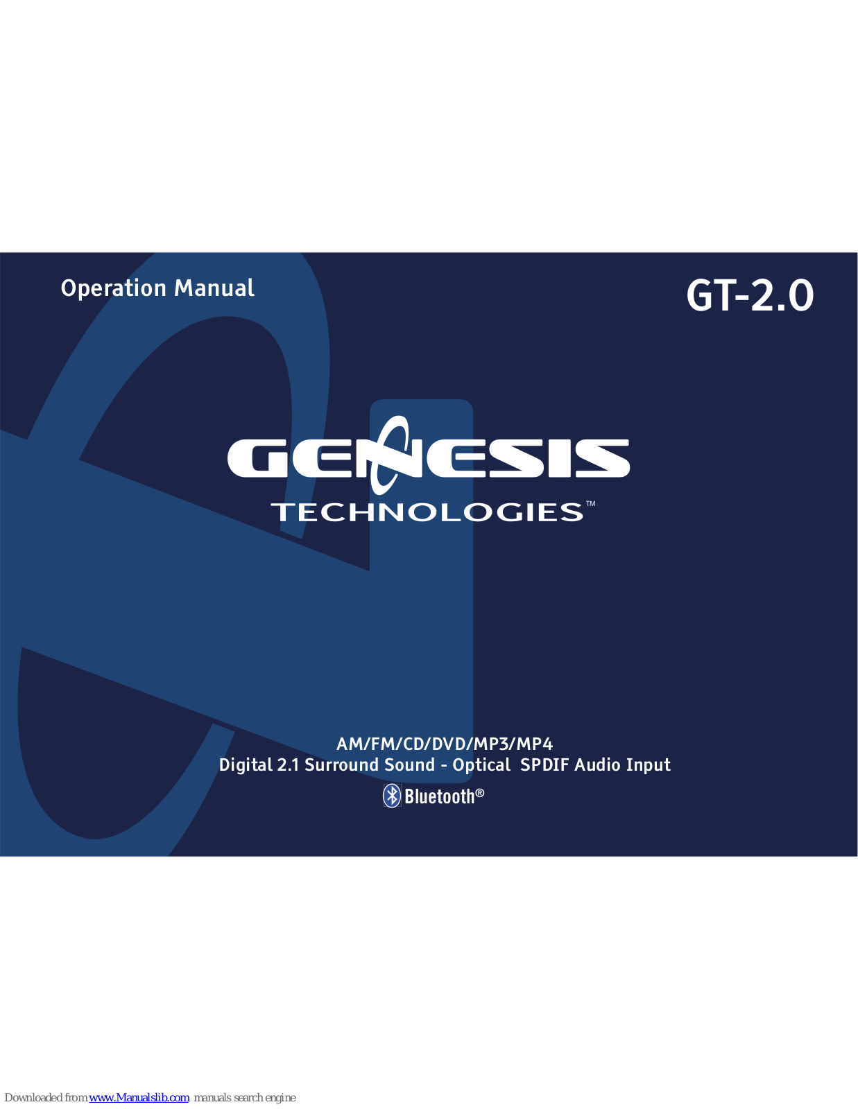 Genesis GT-2.0 Operation Manual - ManualMachine.com