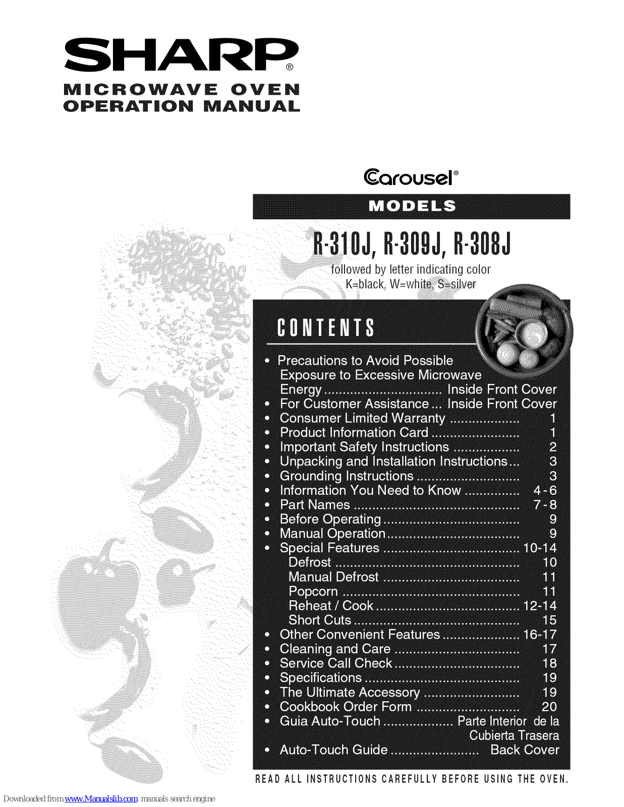 Sharp R-310J, R-309J, R-308J Operation Manual - ManualMachine.com
