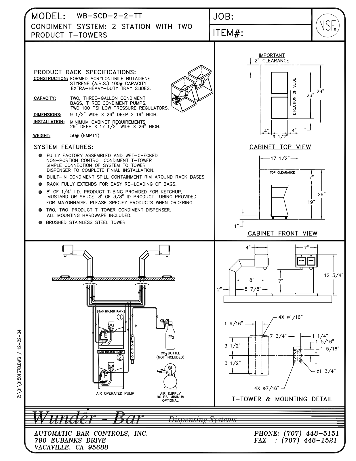 Wunder Bar WB-SCD-2-2-TT User Manual