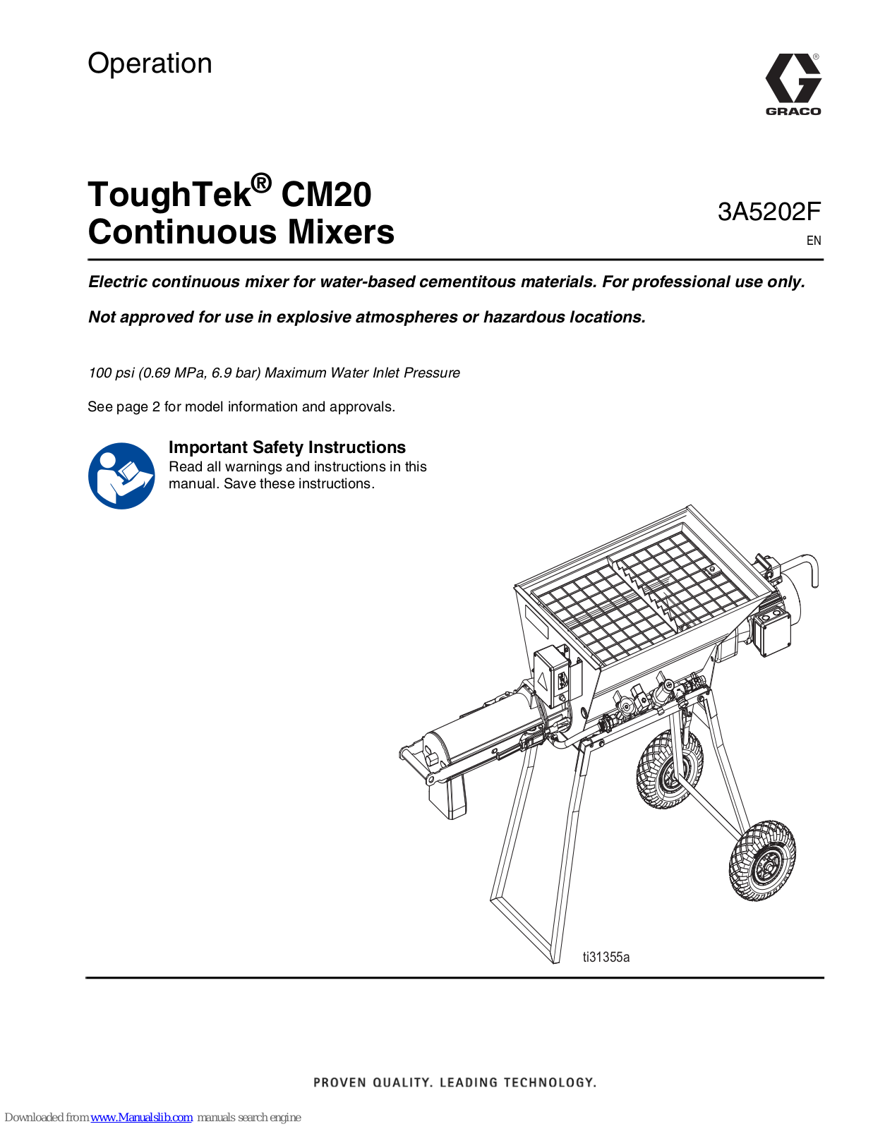 Graco ToughTek CM20, 25M563, 25M530 Operation Manual